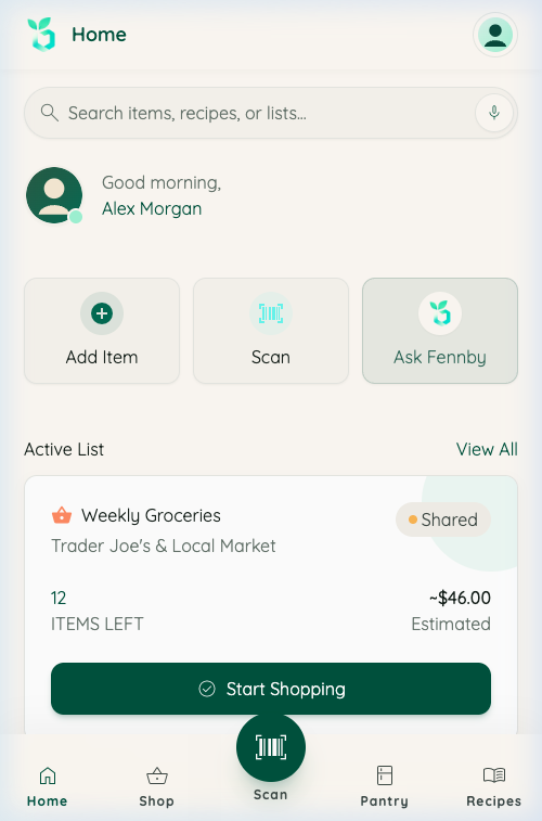 Fennby home dashboard